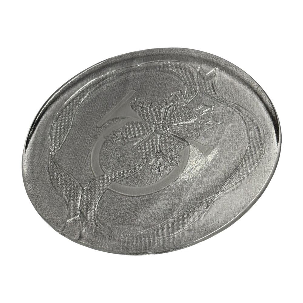 Embossed Aluminum Oval Tray Monogram C Scottish Thistle Silver